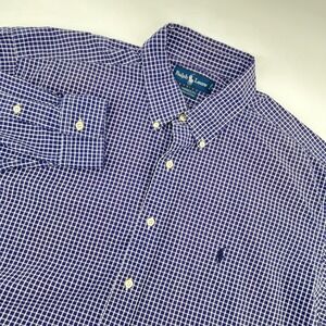 Ralph Lauren Yarmouth Collection Blue Plaid Button Down‎ Shirt Mens size 17